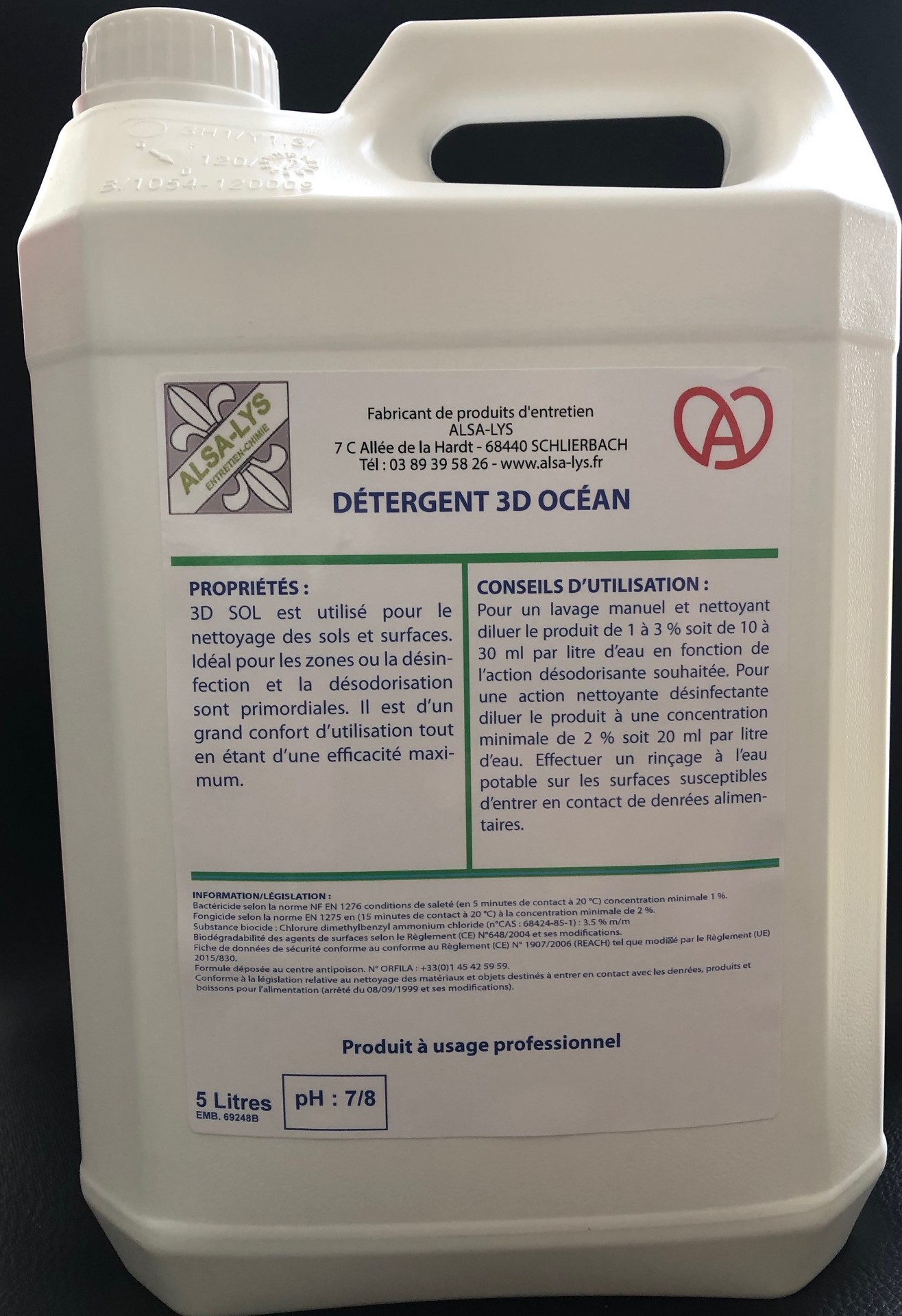 Détergent Surodorant Bactéricide SENET 3D Marine 5L